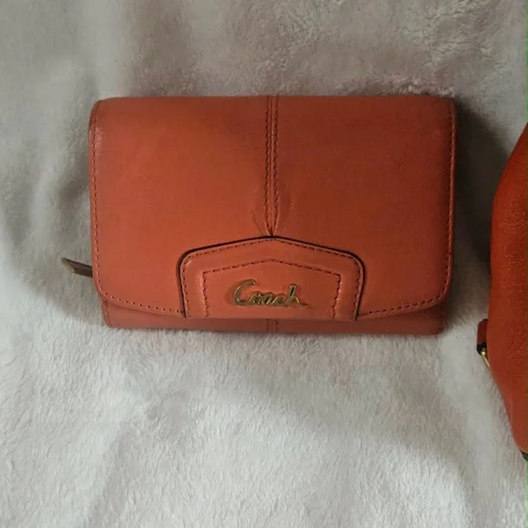Coach Orange Coral Genuine Leather Satchel Handbag Purse G1273-F19247 12” X 7.5” - Picture 8 of 16